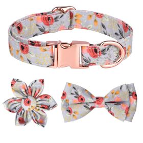 Detachable Hexapetalous Flowers Dog Collar (Option: Gray-L)