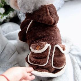 Cat Autumn And Winter Clothes And Coat Thickened (Option: Flannel Pajamas Brown-XL)