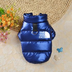 Pet Dog Down Cotton Vest Thick Warm (Option: Blue White Small Icon-L)
