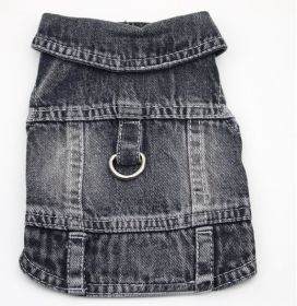 Traction Denim Vest Two-leg Clothing Small Dog Vest Pet Clothes (Option: Traction Vest Black-L)