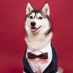 Pet Dog Suit Swallowtail Dress Shirt (Option: Navy Blue Dress-4L)
