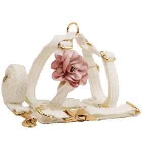 White Lace Pet Vest Dog Collar Dog Wedding Dog Leash (Option: Set Of Four-XL)